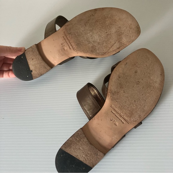 Manolo Blahnik Bronze Susa Leather Flat Sandal size EU 37.5 US 7 - Picture 10 of 10